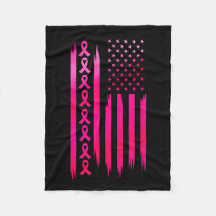 Amerikaanse vlag die borstkanker vecht - Bewustzij Fleece Deken