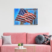 Amerikaanse vlag die in de wind slaat canvas afdruk (Insitu (Woonkamer))