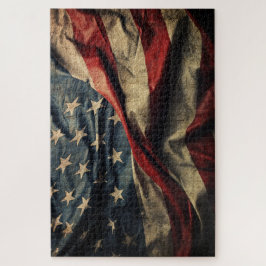Amerikaanse vlag die wappert in stof ontwerp legpu legpuzzel