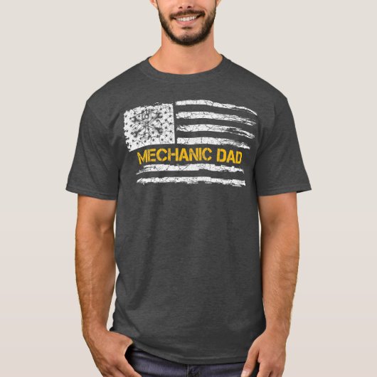  Amerikaanse vlag Diesel Mechanic Dad T-shirt (Voorkant)