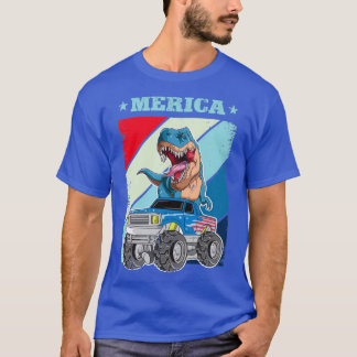 Amerikaanse vlag Dinosaur Monster Truck voor jonge T-shirt
