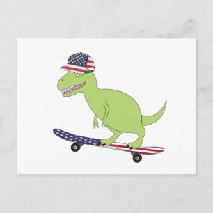 Amerikaanse vlag Dinosaur Skateboarding Briefkaart