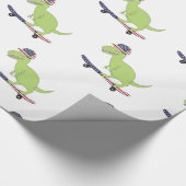 Amerikaanse vlag Dinosaur Skateboarding Cadeaupapier (Hoek)