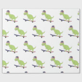 Amerikaanse vlag Dinosaur Skateboarding Cadeaupapier (Vlak)