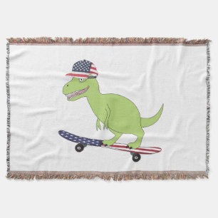 Amerikaanse vlag Dinosaur Skateboarding Deken