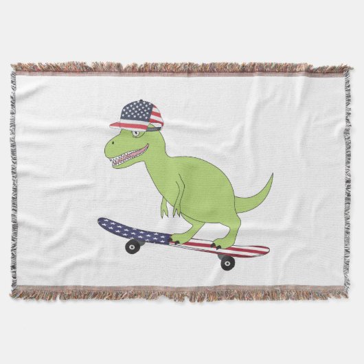 Amerikaanse vlag Dinosaur Skateboarding Deken (Voorkant)