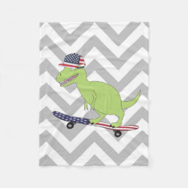 Amerikaanse vlag Dinosaur Skateboarding Fleece Deken