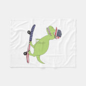 Amerikaanse vlag Dinosaur Skateboarding Fleece Deken (Voorkant (Horizontaal))