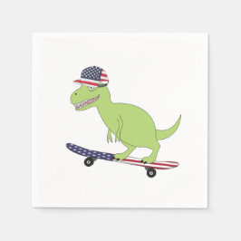 Amerikaanse vlag Dinosaur Skateboarding Servet