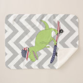 Amerikaanse vlag Dinosaur Skateboarding Sherpa Deken (Voorkant (horizontaal))