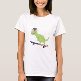 Amerikaanse vlag Dinosaur Skateboarding T-shirt