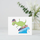 Amerikaanse Vlag Dinosaur Surfend Briefkaart (Staand voorkant)