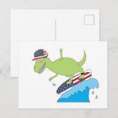 Amerikaanse Vlag Dinosaur Surfend Briefkaart (Voorkant / Achterkant)