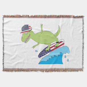 Amerikaanse vlag Dinosaur Surfing Deken