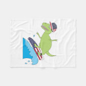 Amerikaanse vlag Dinosaur Surfing Fleece Deken (Voorkant (Horizontaal))