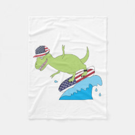 Amerikaanse vlag Dinosaur Surfing Fleece Deken