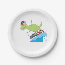 Amerikaanse vlag Dinosaur Surfing