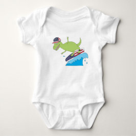 Amerikaanse vlag Dinosaur Surfing Romper