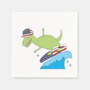 Amerikaanse vlag Dinosaur Surfing Servet