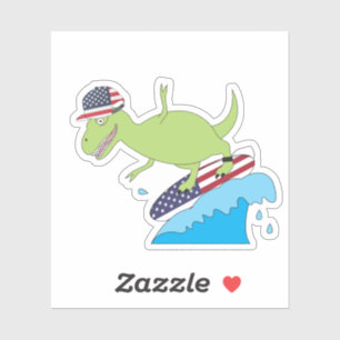 Amerikaanse vlag Dinosaur Surfing Sticker