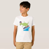 Amerikaanse vlag Dinosaur Surfing T-shirt (Voorkant volledig)