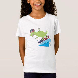 Amerikaanse vlag Dinosaur Surfing T-shirt