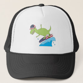 Amerikaanse vlag Dinosaur Surfing Trucker Pet