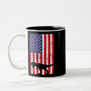 Amerikaanse Vlag Dinosaurus 4 juli Patriot Tweekleurige Koffiemok