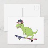 Amerikaanse vlag dinosaurus skeeleren briefkaart (Voorkant / Achterkant)