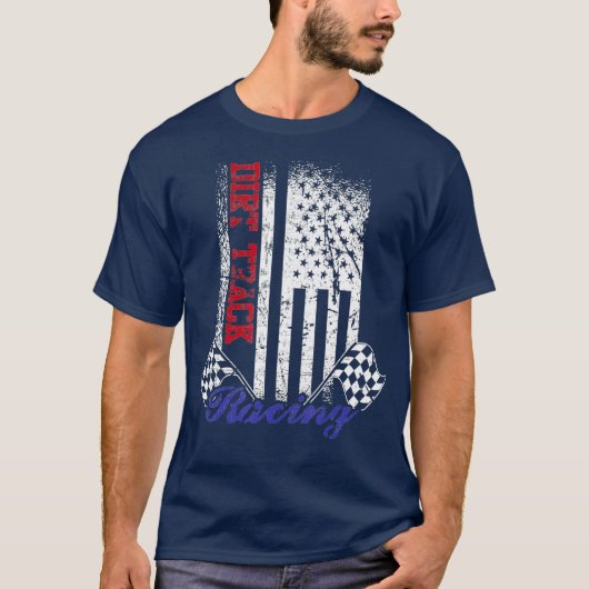  Amerikaanse vlag Dirt Track Racing Race T-shirt (Voorkant)