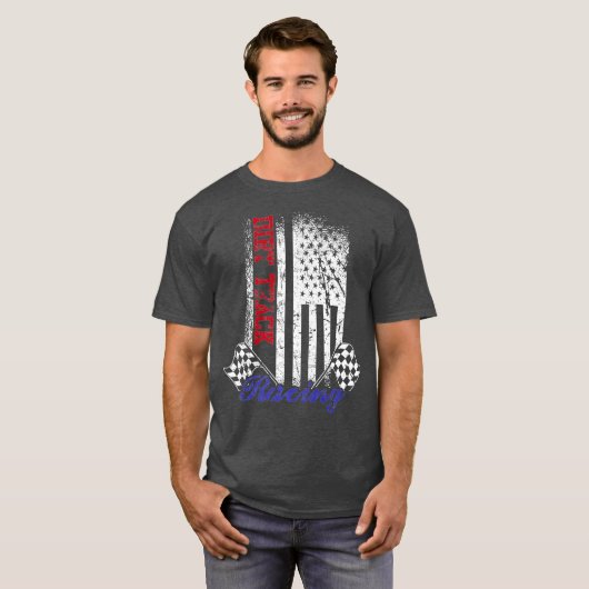  Amerikaanse vlag Dirt Track Racing Race T-shirt (Voorkant volledig)