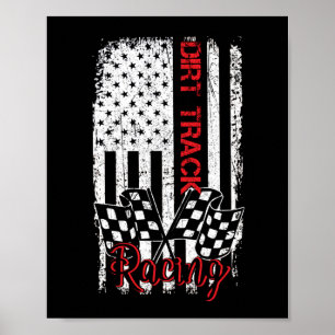 Amerikaanse Vlag Dirt Track-rackchauffeur Poster