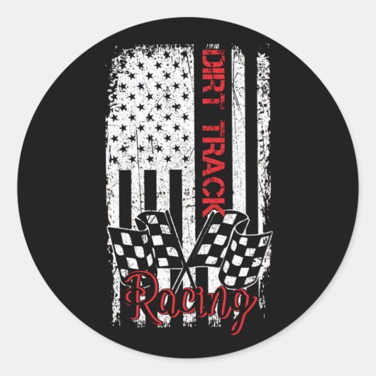 Amerikaanse Vlag Dirt Track-rackchauffeur Ronde Sticker (Voorkant)