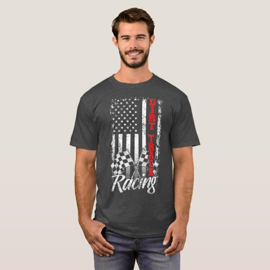 Amerikaanse Vlag Dirt Track-rackchauffeur T-shirt (Voorkant volledig)