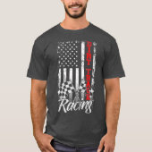 Amerikaanse Vlag Dirt Track-rackchauffeur T-shirt (Voorkant)