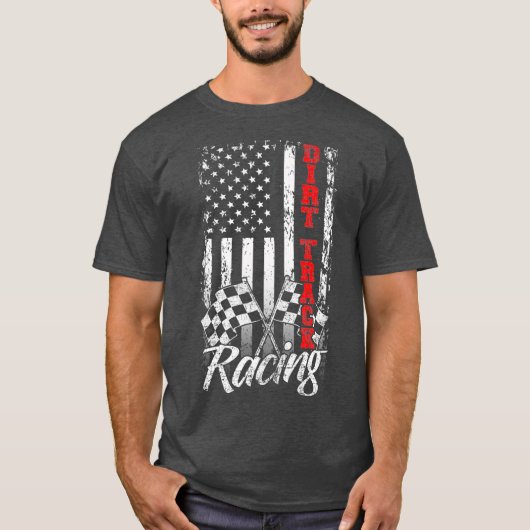 Amerikaanse Vlag Dirt Track-rackchauffeur T-shirt (Voorkant)