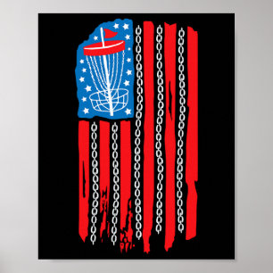 Amerikaanse Vlag Disc Golf Basket Ketting 4 juli M Poster