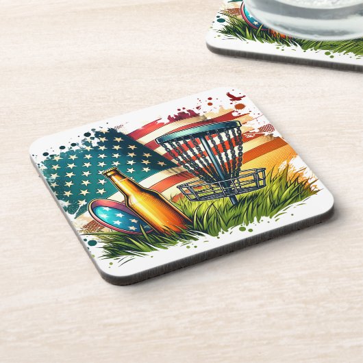 Amerikaanse vlag disc golf en bier bier onderzetter (Linkerzijde)