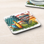 Amerikaanse vlag disc golf en bier onderzetter (Linkerzijde)