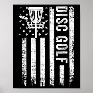 Amerikaanse Vlag Disc Golf Spelers Vliegende Disc Poster