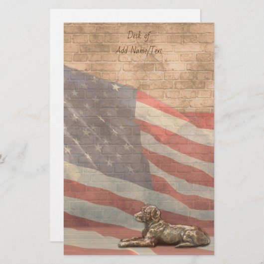 Amerikaanse vlag Dog Briefpapier (Voorkant / Achterkant)