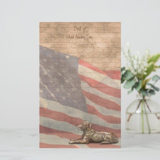 Amerikaanse vlag Dog Briefpapier (Staand voorkant)