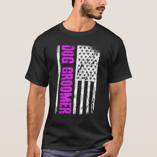 Amerikaanse vlag Dog Groomer T-shirt (Voorkant)