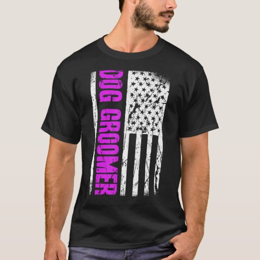 Amerikaanse vlag Dog Groomer T-shirt (Voorkant)