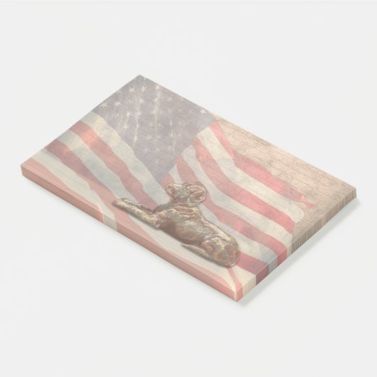 Amerikaanse vlag Dog Large Post, merkt op Post-it® Notes (Schuin)