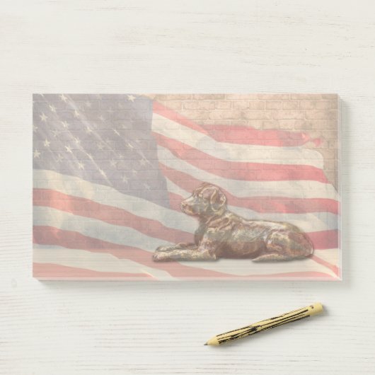 Amerikaanse vlag Dog Large Post, merkt op Post-it® Notes (Op bureau)