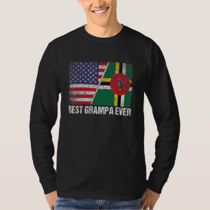 Amerikaanse vlag & Dominica vlag Beste Grampa-koor T-shirt