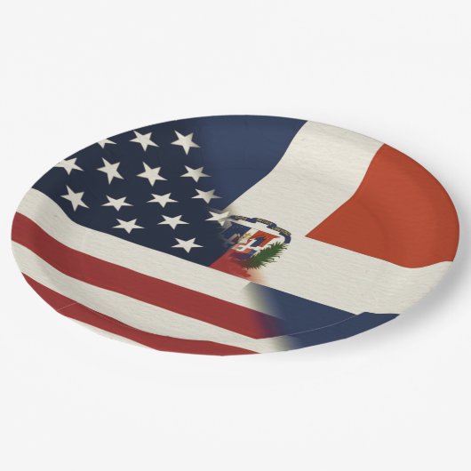Amerikaanse vlag Dominicaanse Republiek | US D.R. Papieren Bordje (Gekanteld)