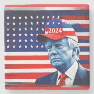 Amerikaanse vlag Donald Trump 2024 Stenen Onderzetter