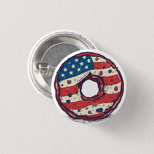 🍩 Amerikaanse vlag donut Ronde Button 3,2 Cm (Voorkant /achterkant)